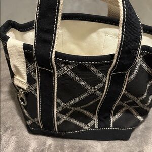 Lands End small canvas open tote Black and White